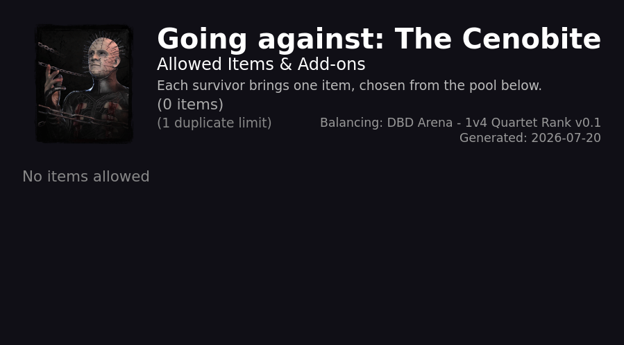 Going against The Cenobite — Allowed Survivor Items