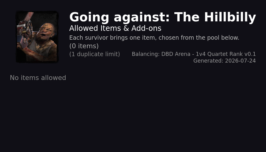 Going against The Hillbilly — Allowed Survivor Items
